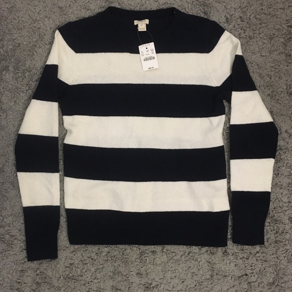J. Crew Sweaters - NWT Navy and White Striped Sweater